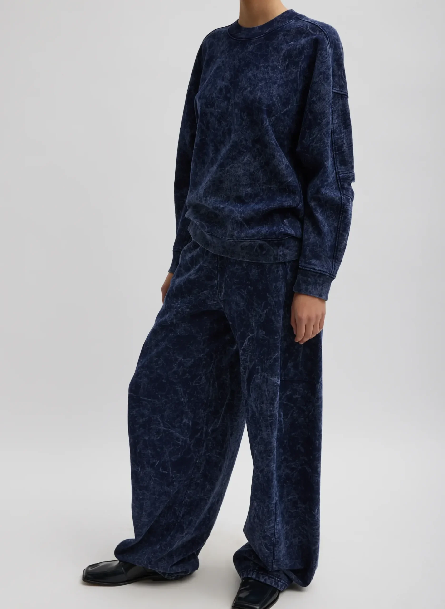Acid Wash Cocoon Crewneck Sweatshirt-Tibi Best