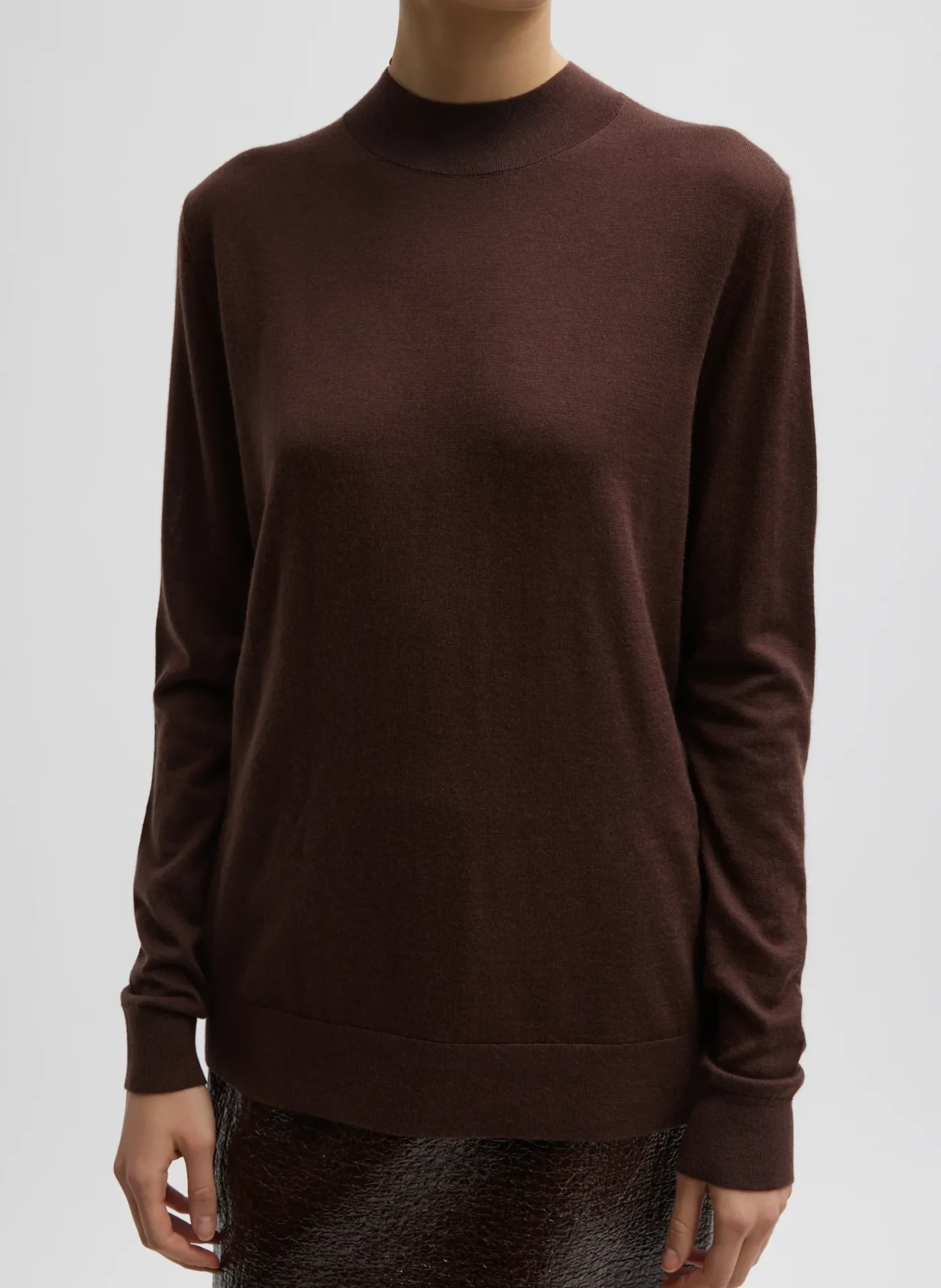 Cashmere Silk Blend Mock Neck Easy Sweater-Tibi Online
