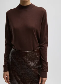 Cashmere Silk Blend Mock Neck Easy Sweater-Tibi Online