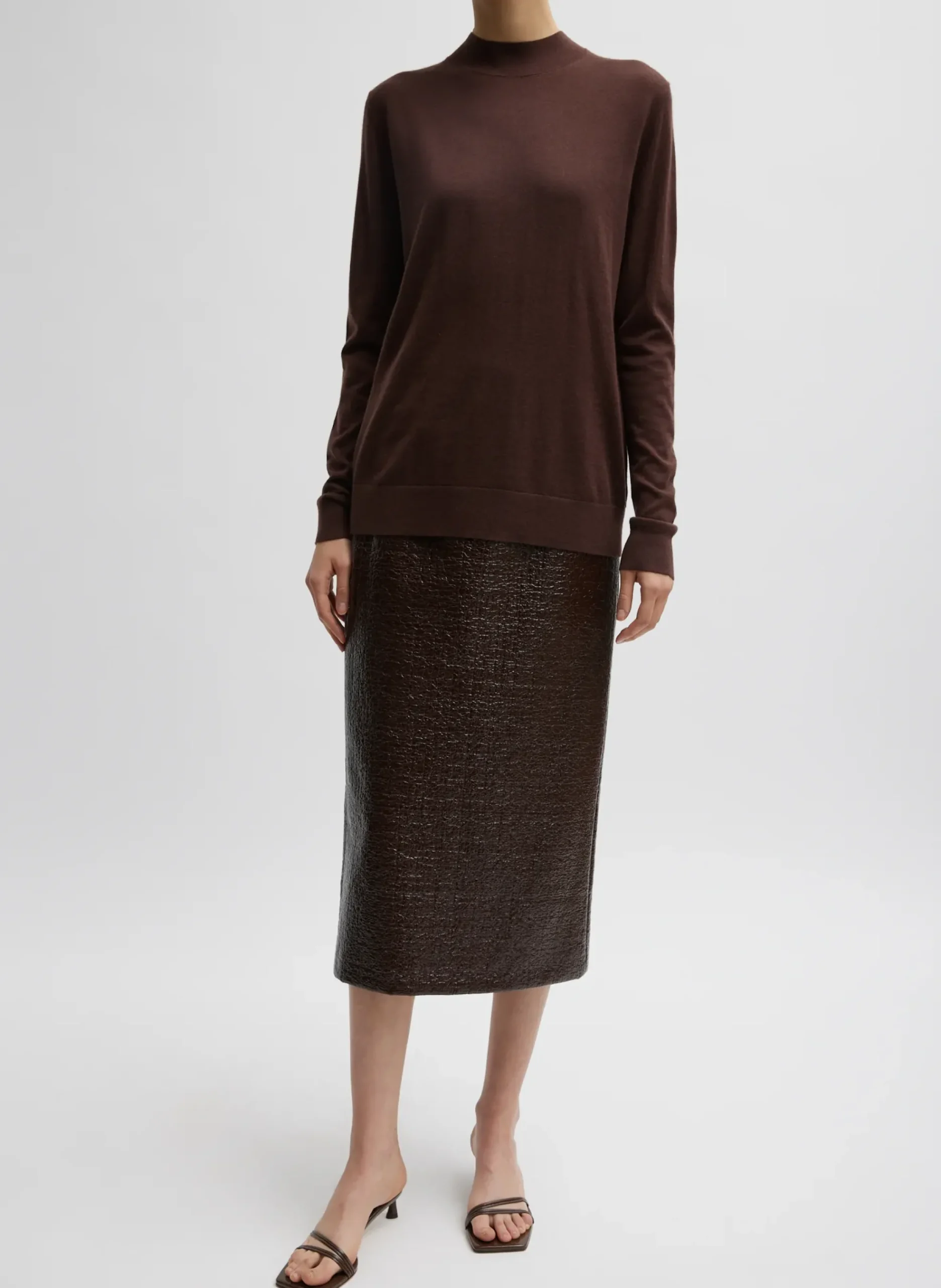 Cashmere Silk Blend Mock Neck Easy Sweater-Tibi Online