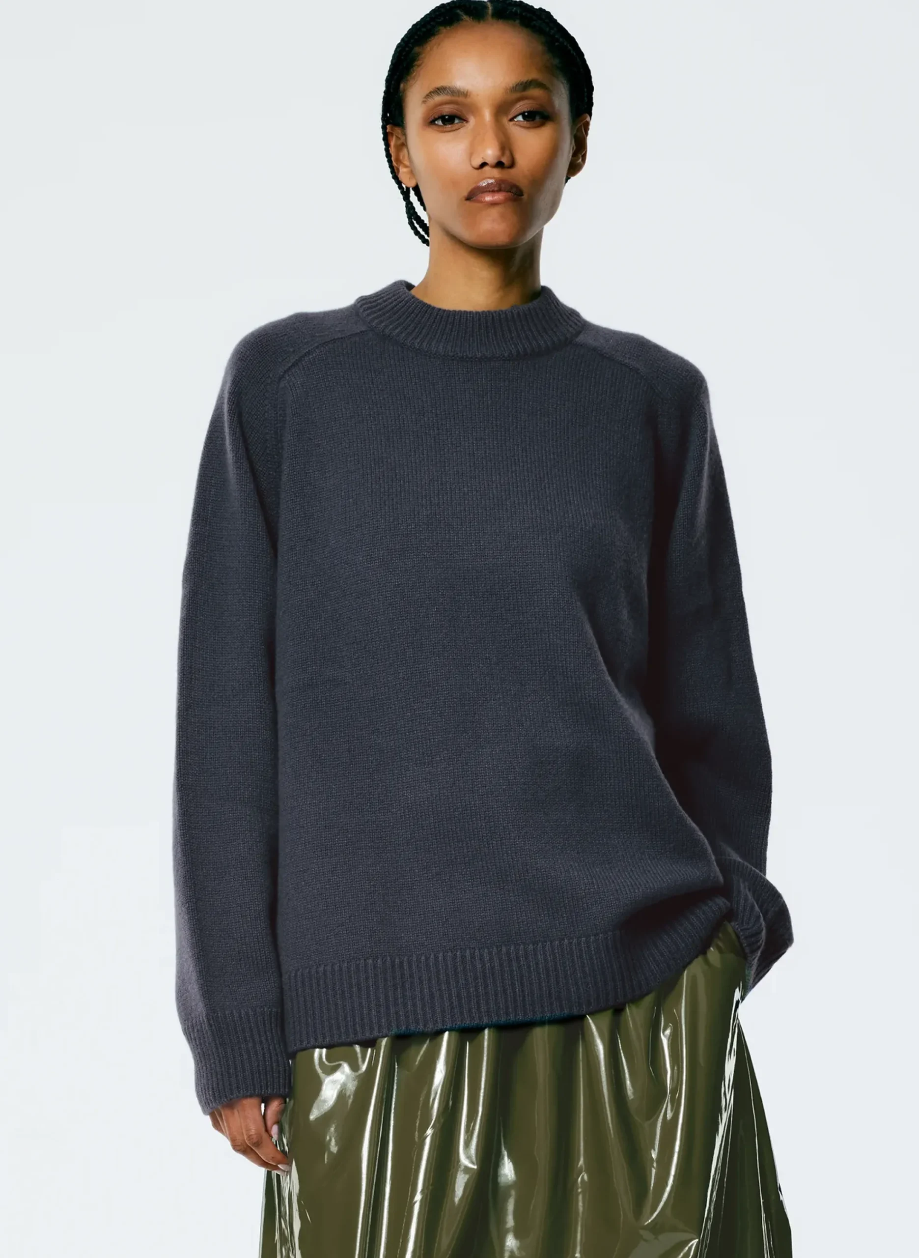 Cashmere Sweater Crewneck Oversized Pullover-Tibi New