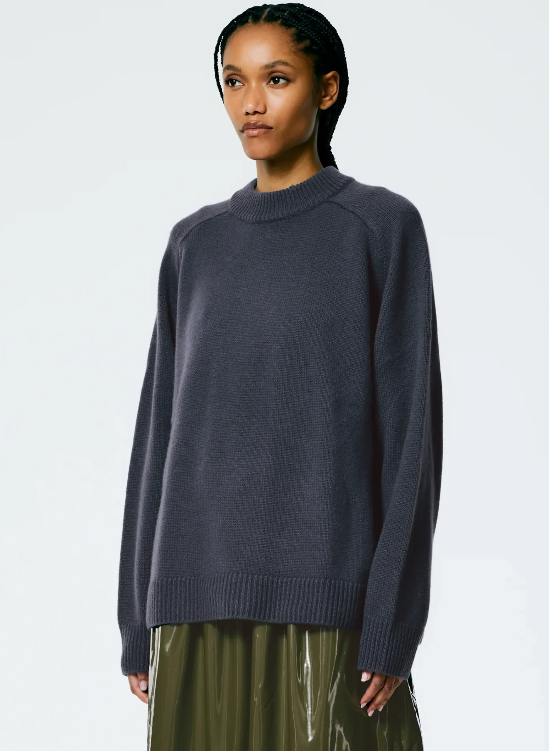 Cashmere Sweater Crewneck Oversized Pullover-Tibi New