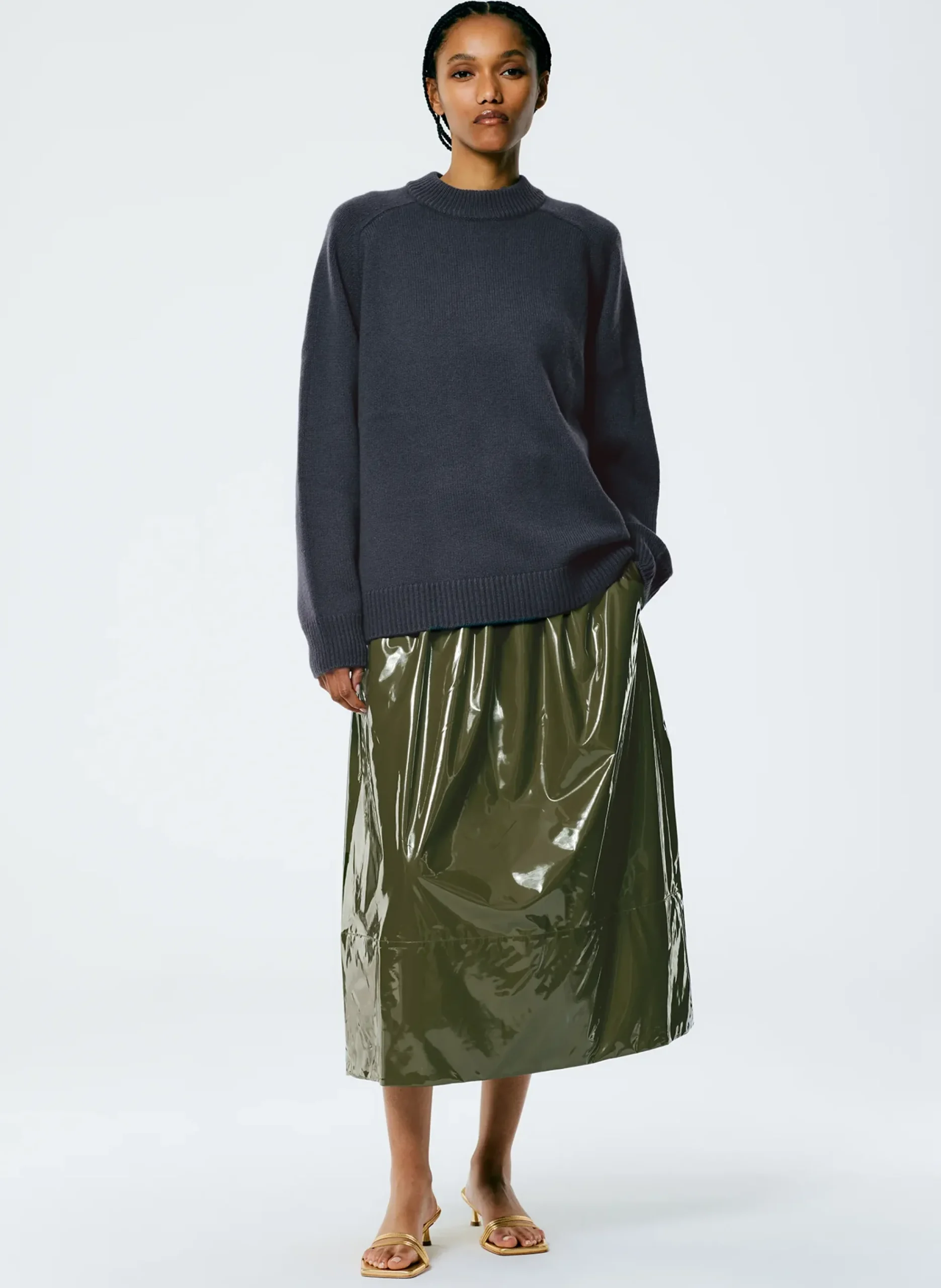 Cashmere Sweater Crewneck Oversized Pullover-Tibi New