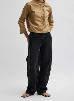 Chino Holly Bracelet Sleeve Shirt-Tibi New