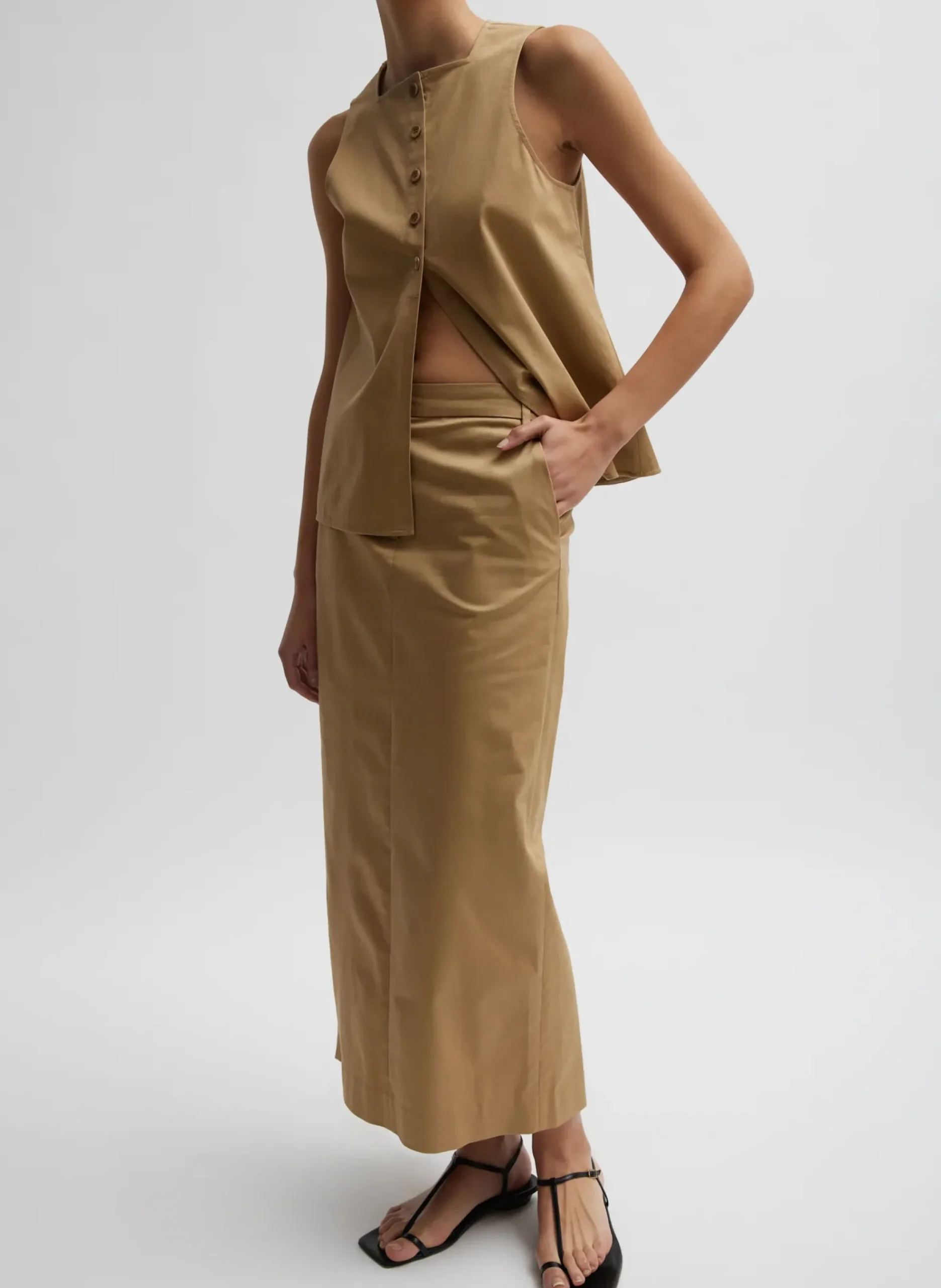 Chino Maxi Skirt-Tibi Hot