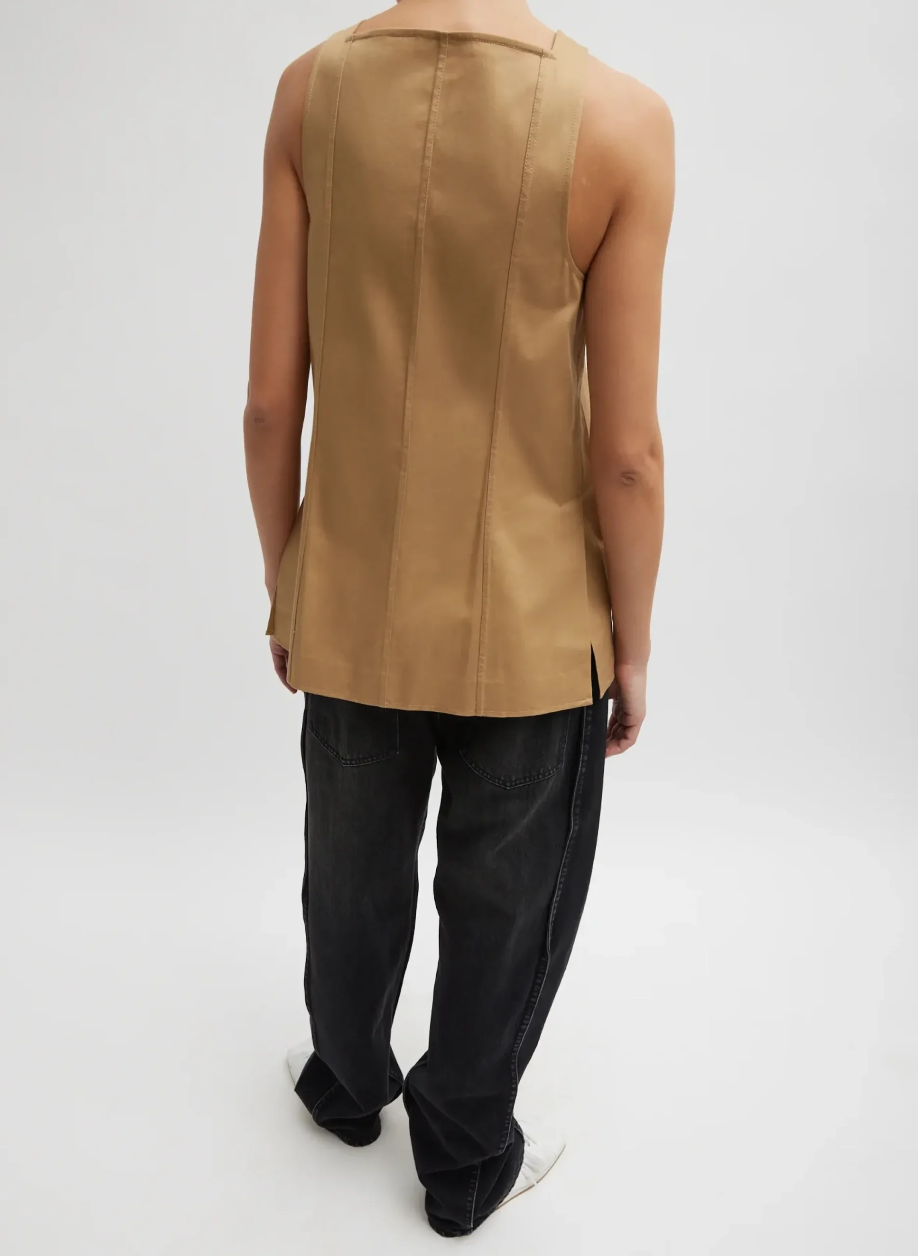 Chino Slit Front Sleeveless Tunic-Tibi Sale
