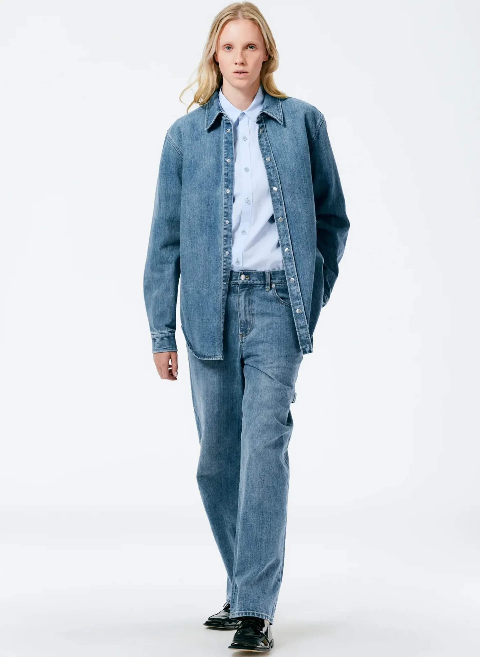 Classic Wash Denim Easy Shirt-Tibi Best