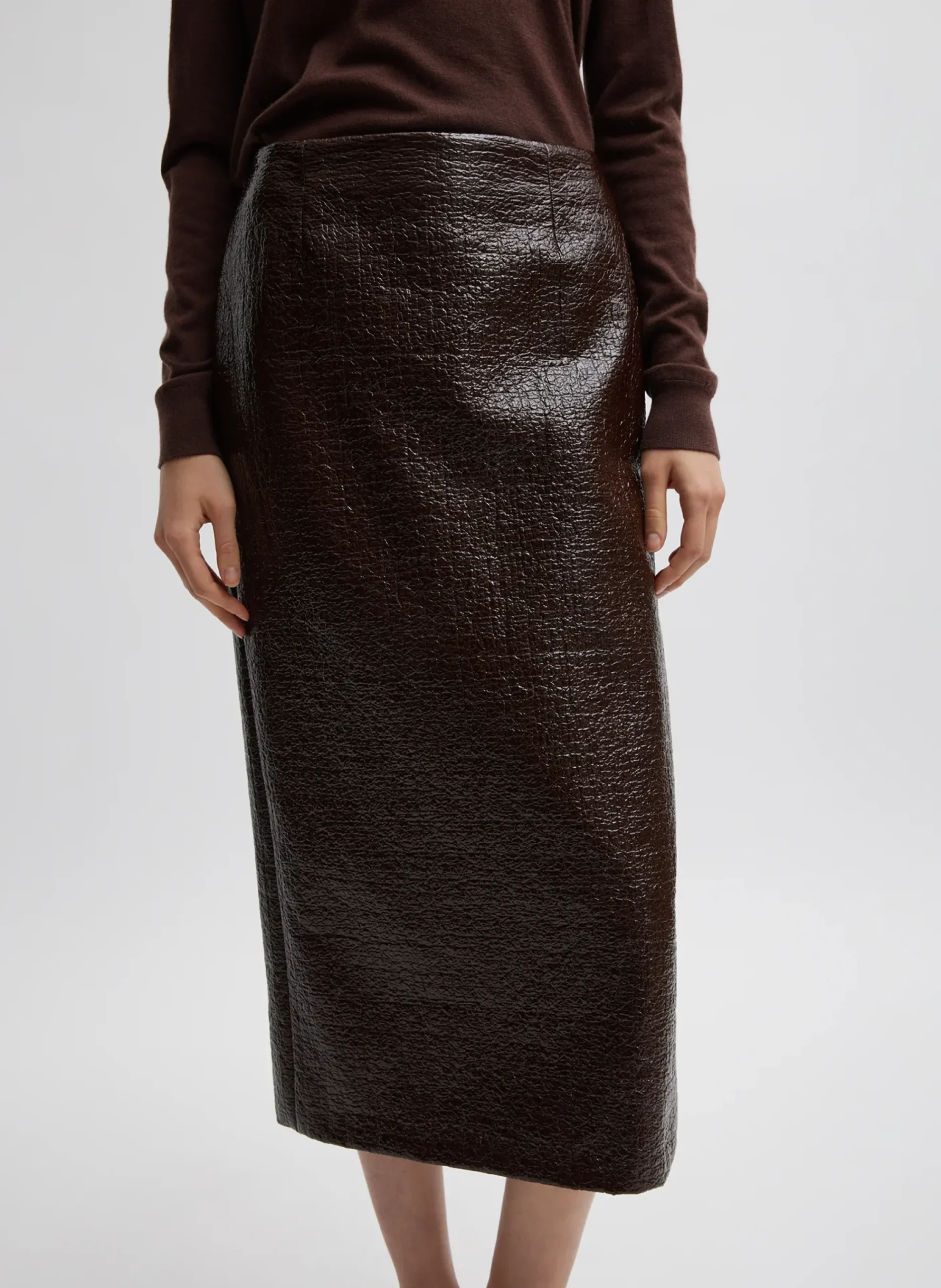 Coated Basketweave Pencil Skirt-Tibi Outlet