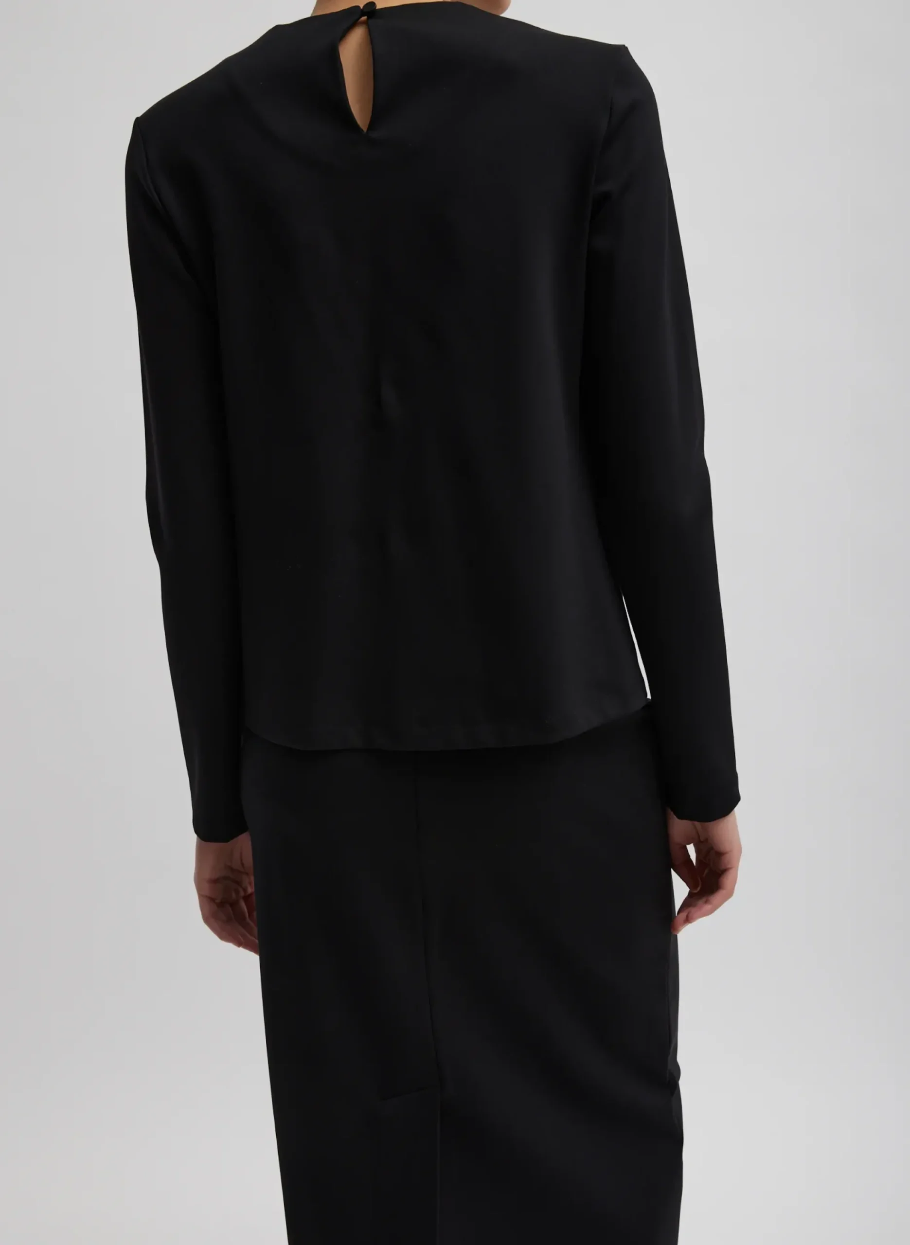 Compact Ultra Stretch Knit Long Sleeve Slim Top-Tibi New