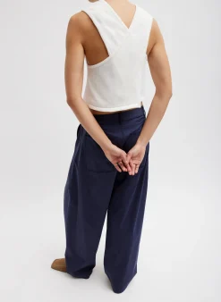 Cotton Criss Cross Cropped Sleeveless Sweater-Tibi New