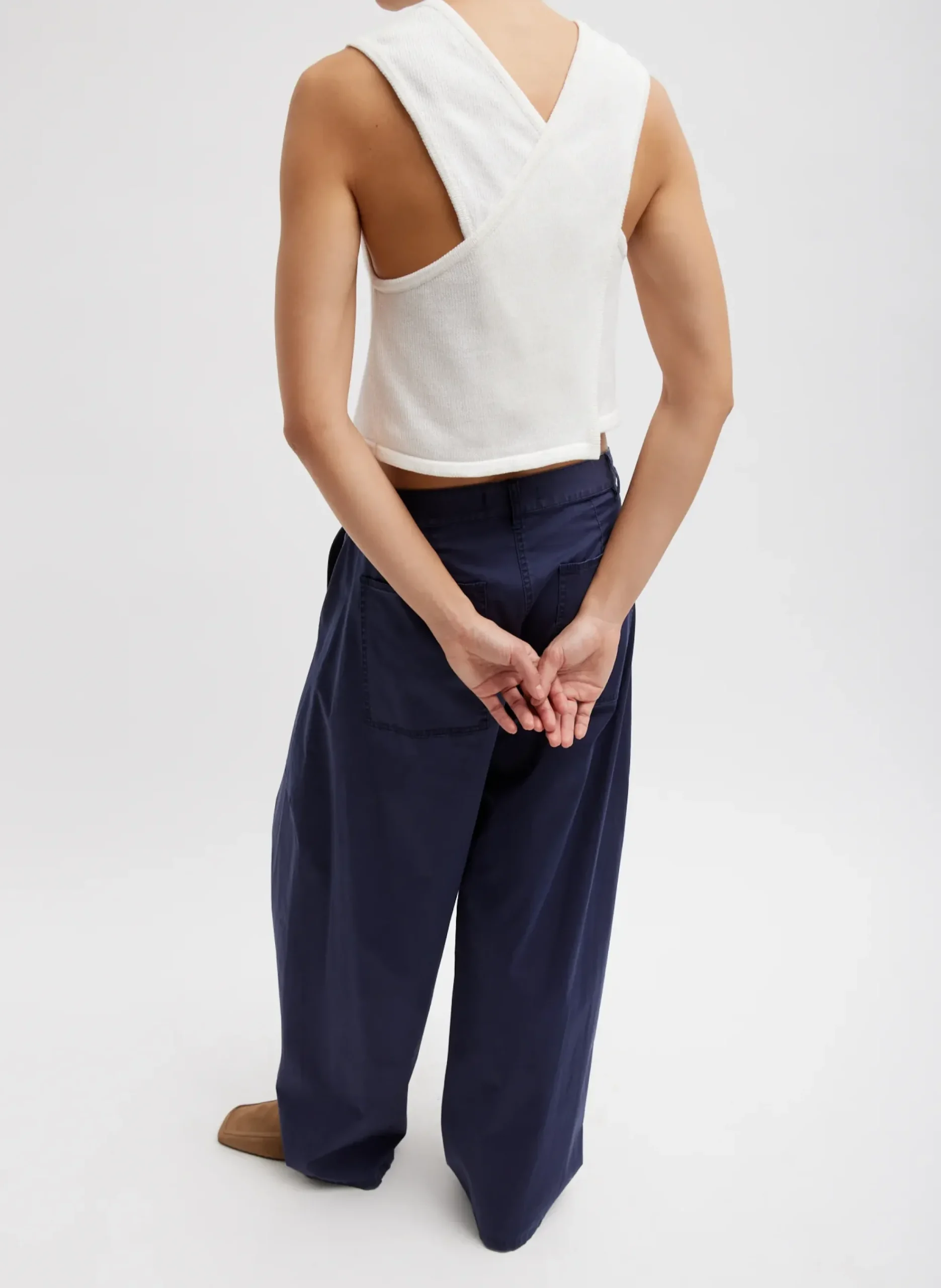 Cotton Criss Cross Cropped Sleeveless Sweater-Tibi New