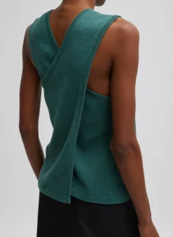 Cotton Criss Cross Sleeveless Sweater-Tibi Clearance