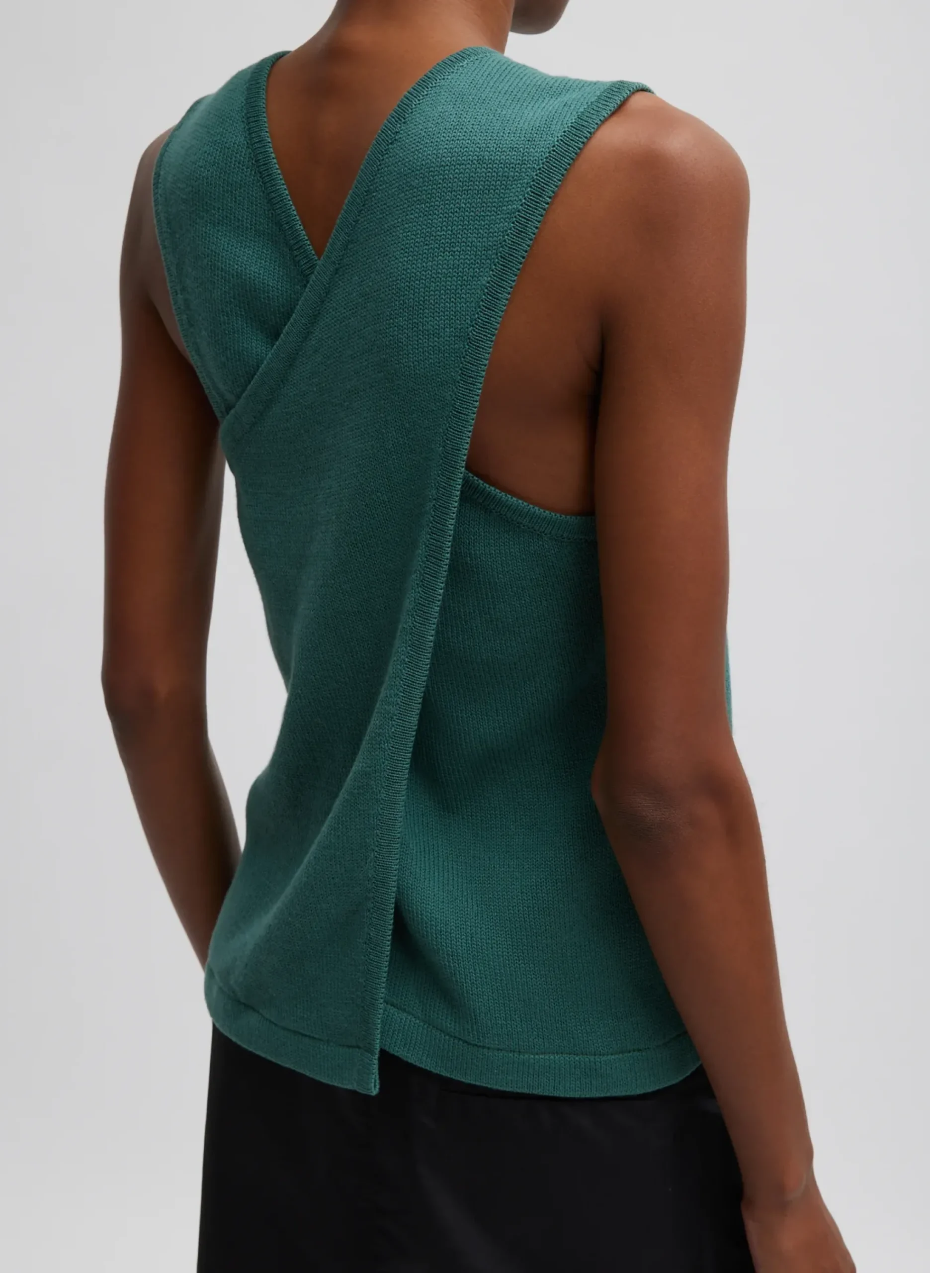 Cotton Criss Cross Sleeveless Sweater-Tibi Clearance