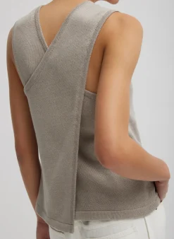 Cotton Criss Cross Sleeveless Sweater-Tibi Outlet