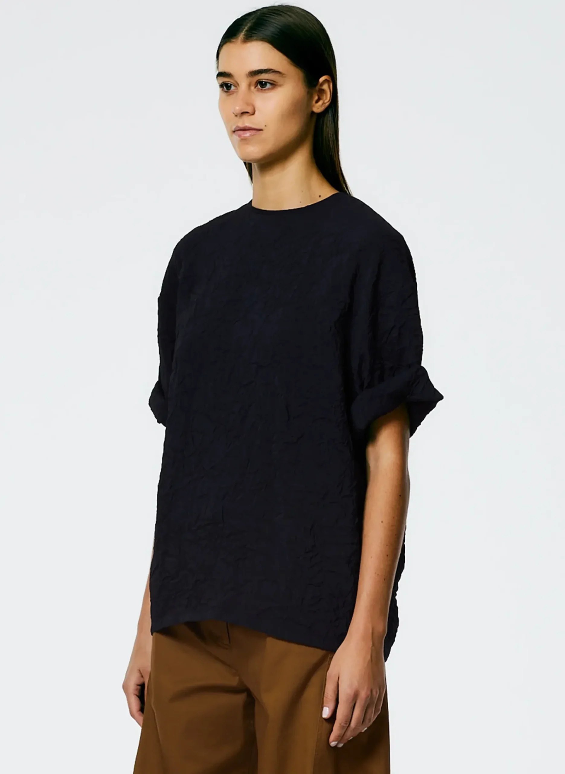 Crinkle Shirting Easy T-Shirt-Tibi Discount