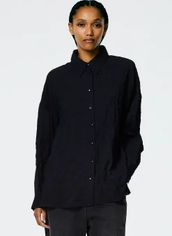 Crinkle Shirting Oversized Shirt-Tibi Best