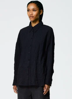 Crinkle Shirting Oversized Shirt-Tibi Best