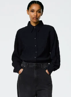 Crinkle Shirting Oversized Shirt-Tibi Best