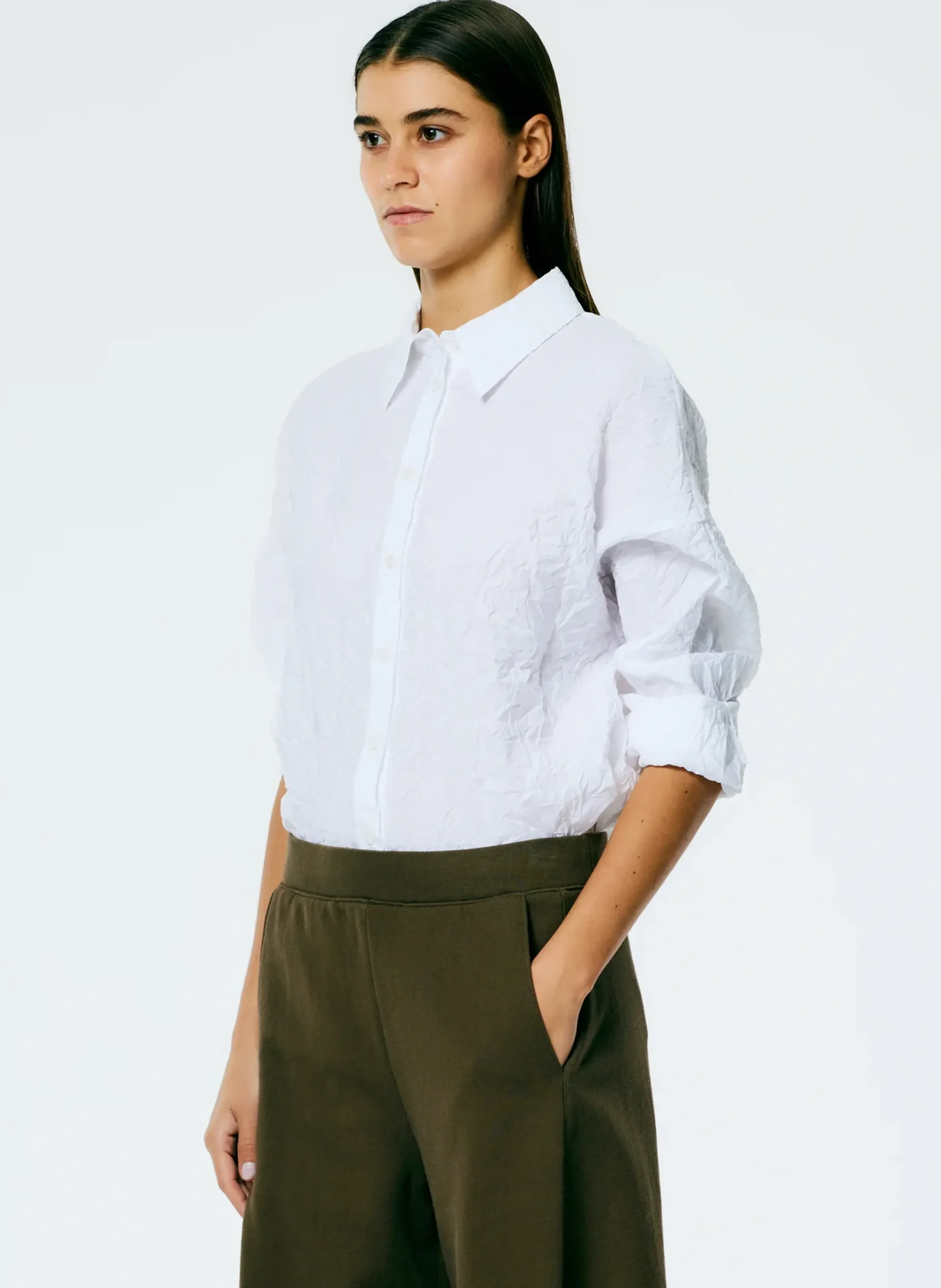 Crinkle Shirting Oversized Shirt-Tibi Hot