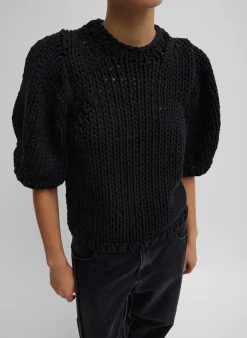 Deluxe Tube Yarn Sweater Mini Puff Pullover-Tibi Outlet