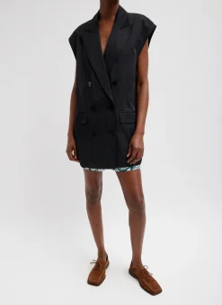 Drapey Suiting Oversized Double Breasted Vest-Tibi Best