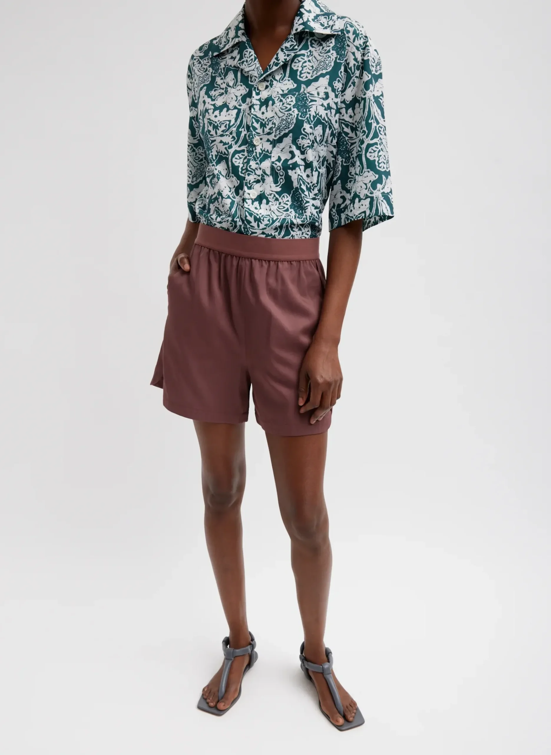 Drapey Suiting Pull On Short-Tibi Clearance
