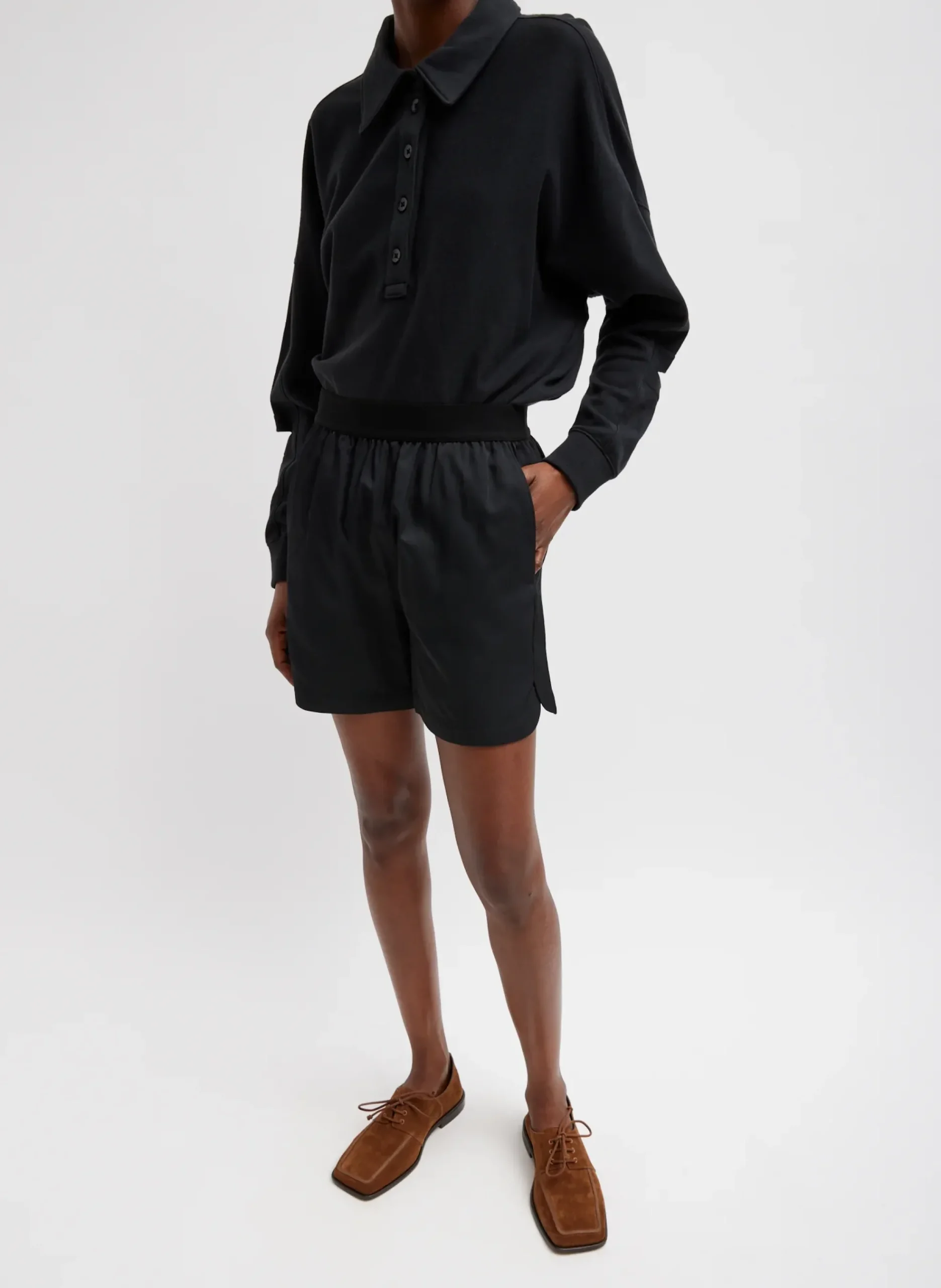Drapey Suiting Pull On Short-Tibi Best