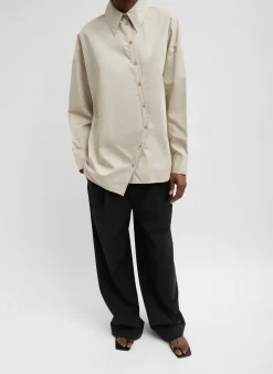 Eco Poplin Asymmetrical Shirt-Tibi Best
