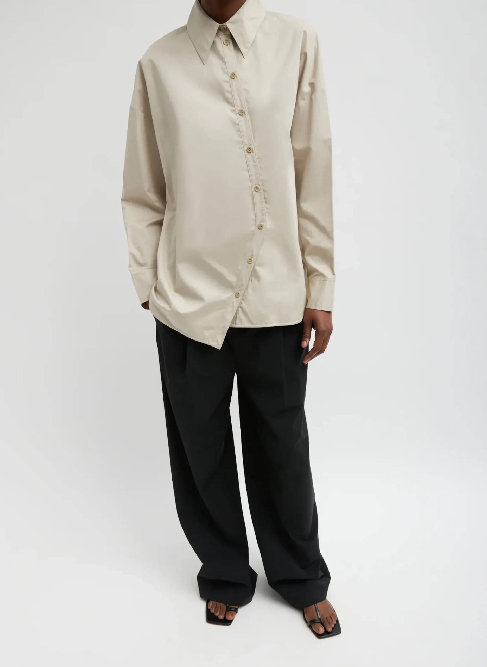 Eco Poplin Asymmetrical Shirt-Tibi Best