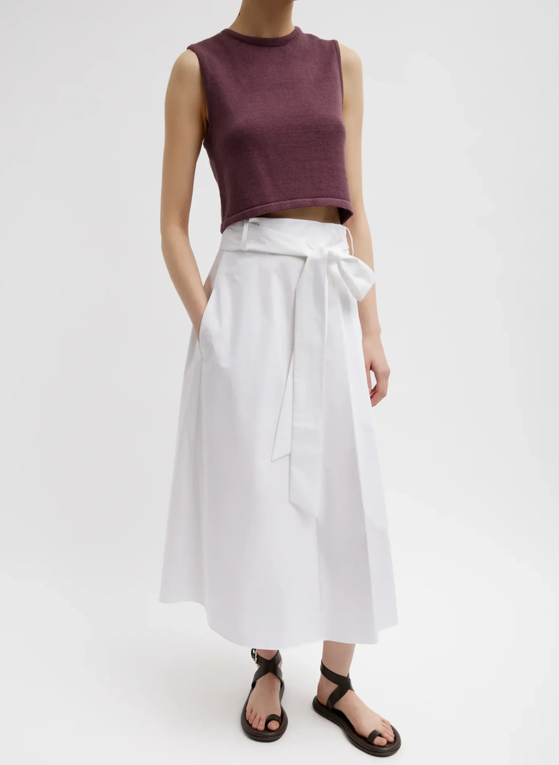 Eco Poplin Back Wrap Skirt-Tibi Outlet