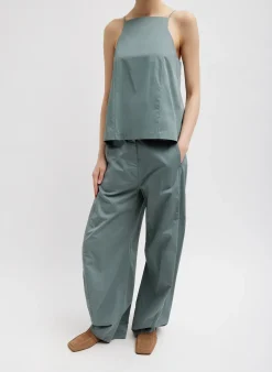 Eco Poplin Cropped Square Neck Criss Cross Tank-Tibi Best