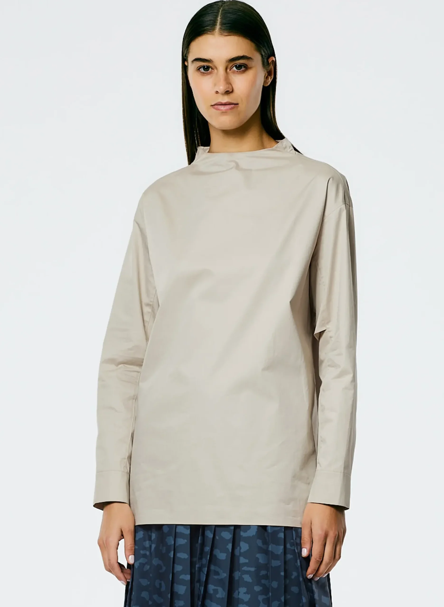 Eco Poplin Funnelneck Top-Tibi Online