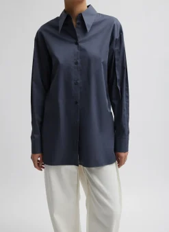 Eco Poplin Shirt With Tucked Sleeve-Tibi Clearance