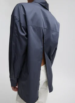 Eco Poplin Shirt With Tucked Sleeve-Tibi Clearance