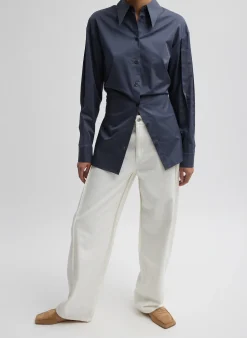 Eco Poplin Shirt With Tucked Sleeve-Tibi Clearance
