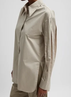 Eco Poplin Shirt With Tucked Sleeve-Tibi Sale
