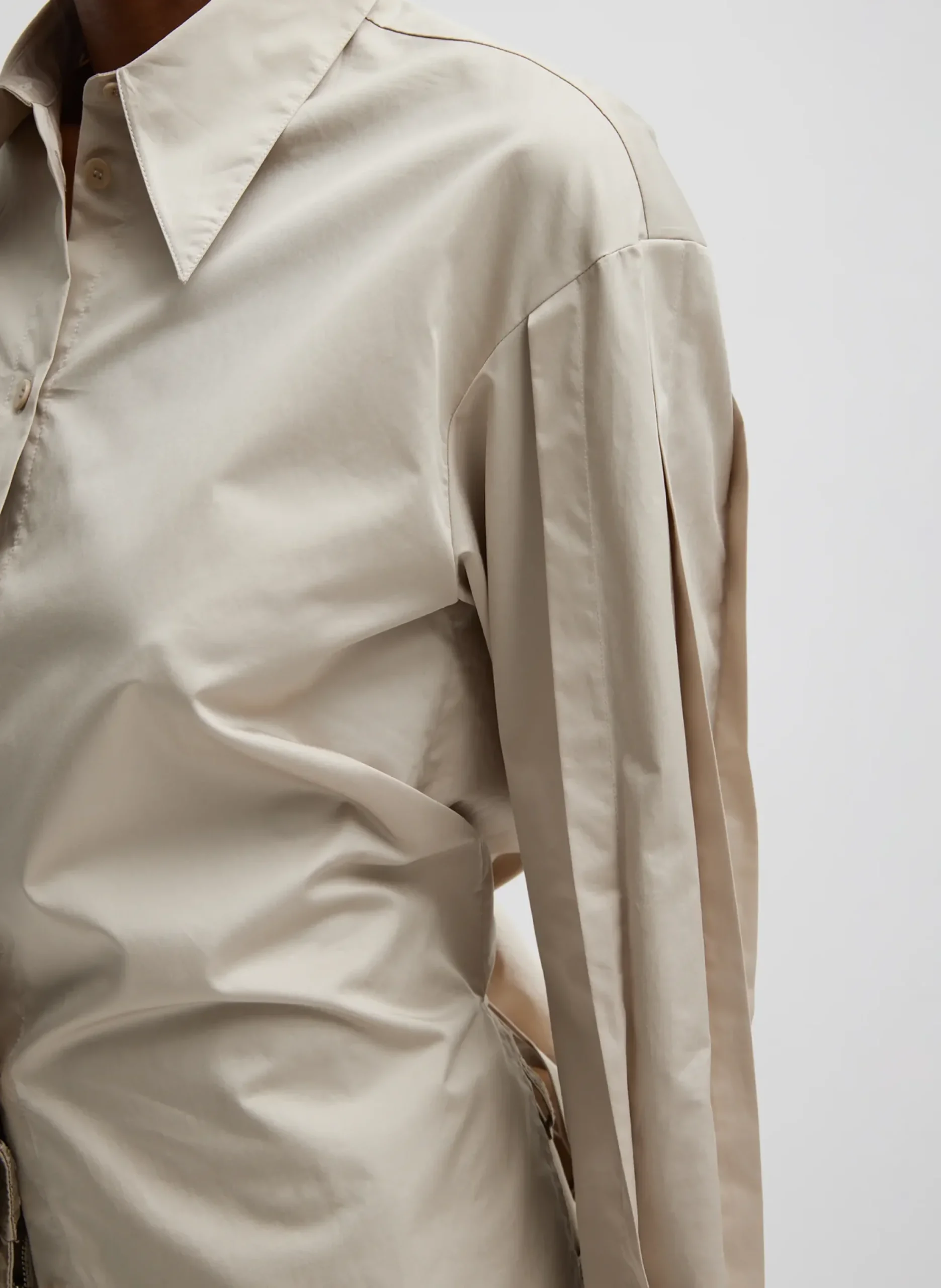 Eco Poplin Shirt With Tucked Sleeve-Tibi Sale