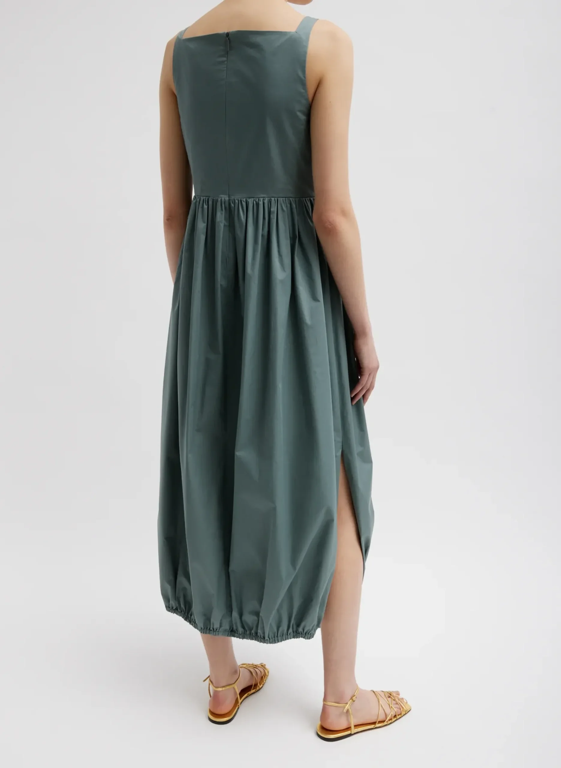 Eco Poplin Square Neck Sculpted Dress-Tibi New