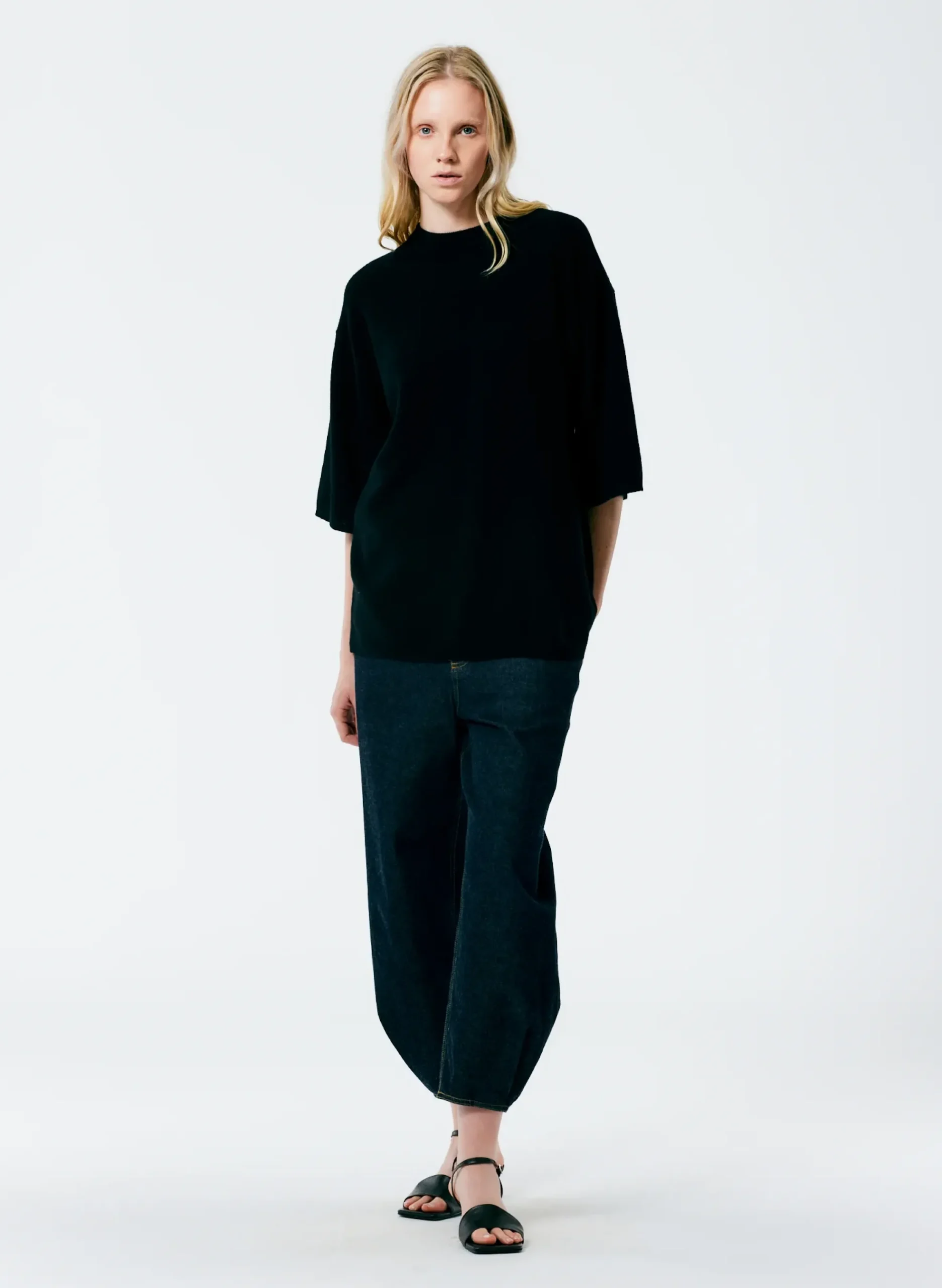 Feather Weight Cashmere Oversized Easy T-Shirt-Tibi Discount
