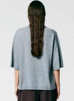 Feather Weight Cashmere Oversized Easy T-Shirt-Tibi Hot