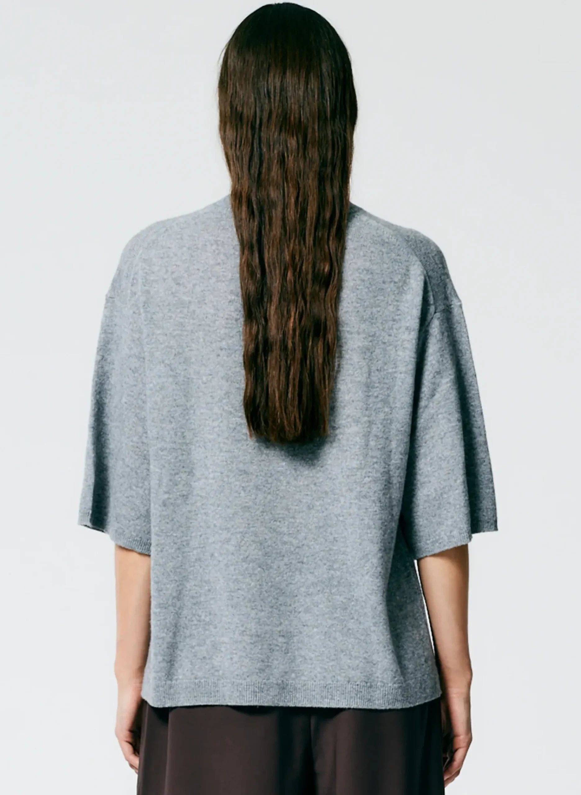 Feather Weight Cashmere Oversized Easy T-Shirt-Tibi Hot