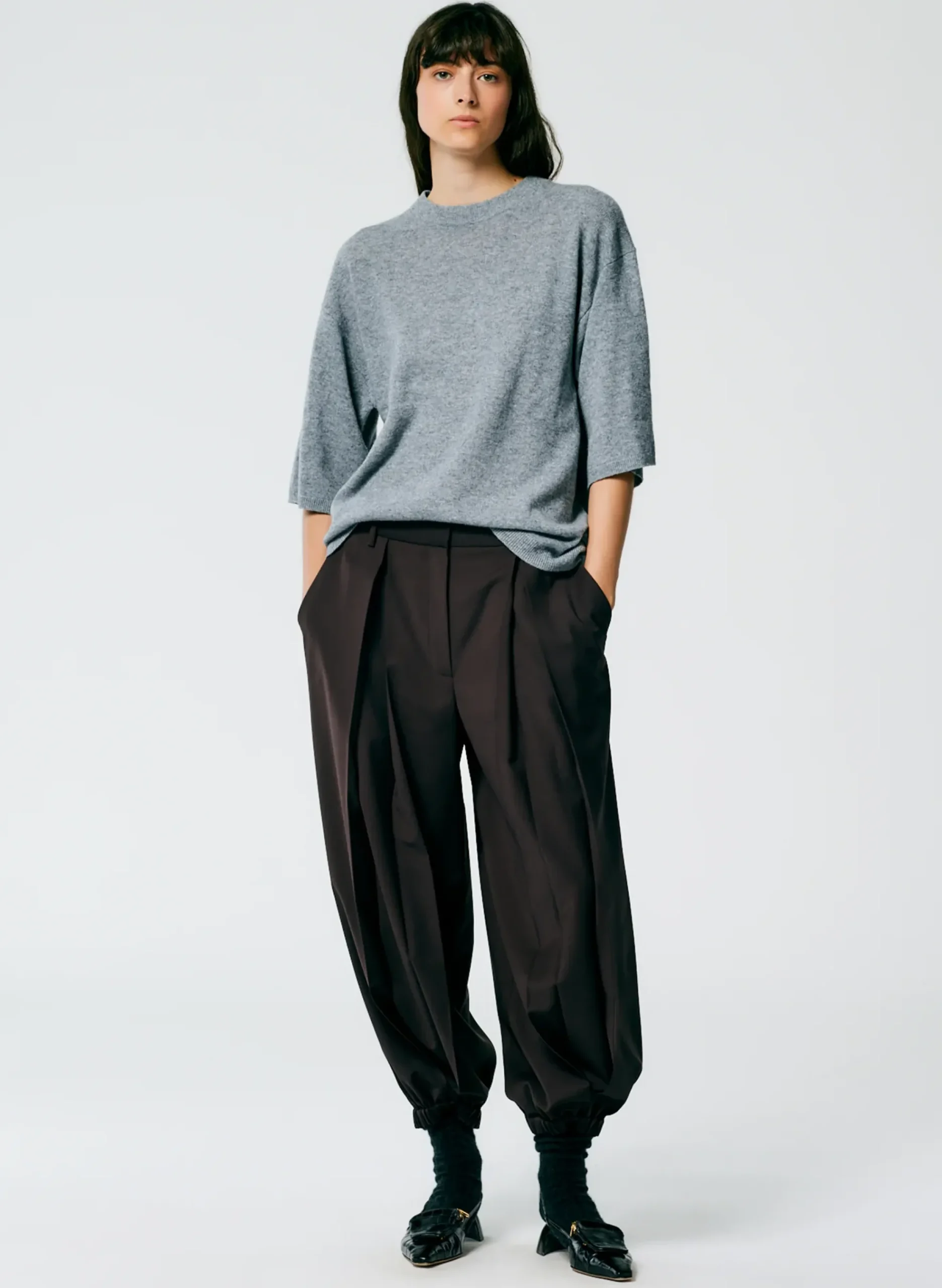 Feather Weight Cashmere Oversized Easy T-Shirt-Tibi Hot