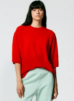 Feather Weight Cashmere Oversized Easy T-Shirt-Tibi Hot