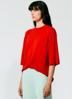Feather Weight Cashmere Oversized Easy T-Shirt-Tibi Hot