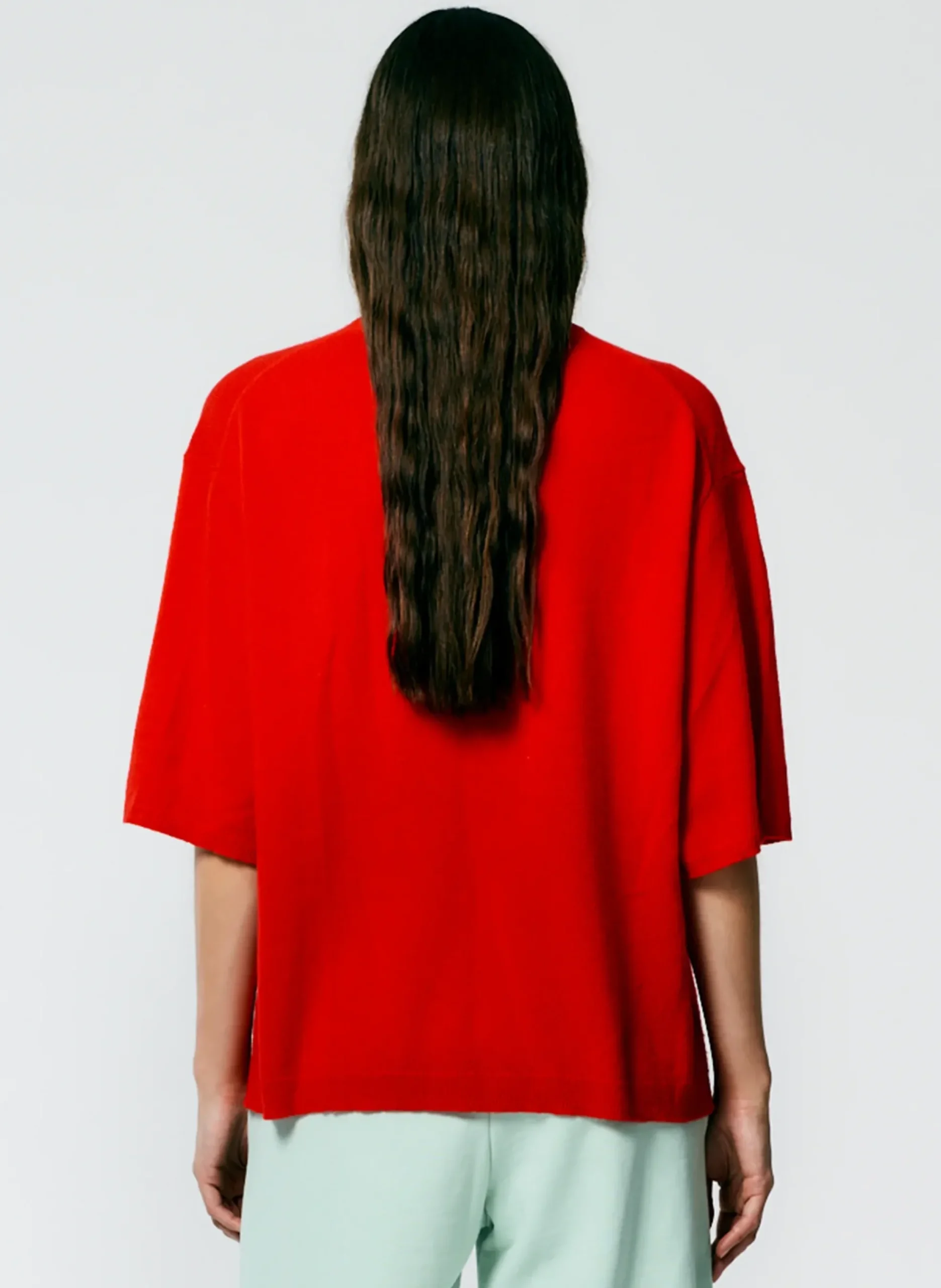 Feather Weight Cashmere Oversized Easy T-Shirt-Tibi Hot