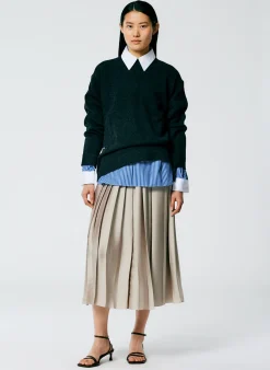 Feather Weight Pleated Pull On Skirt-Tibi Fashion