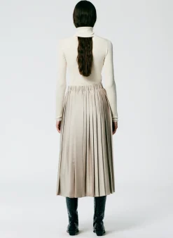 Feather Weight Pleated Pull On Skirt-Tibi Fashion