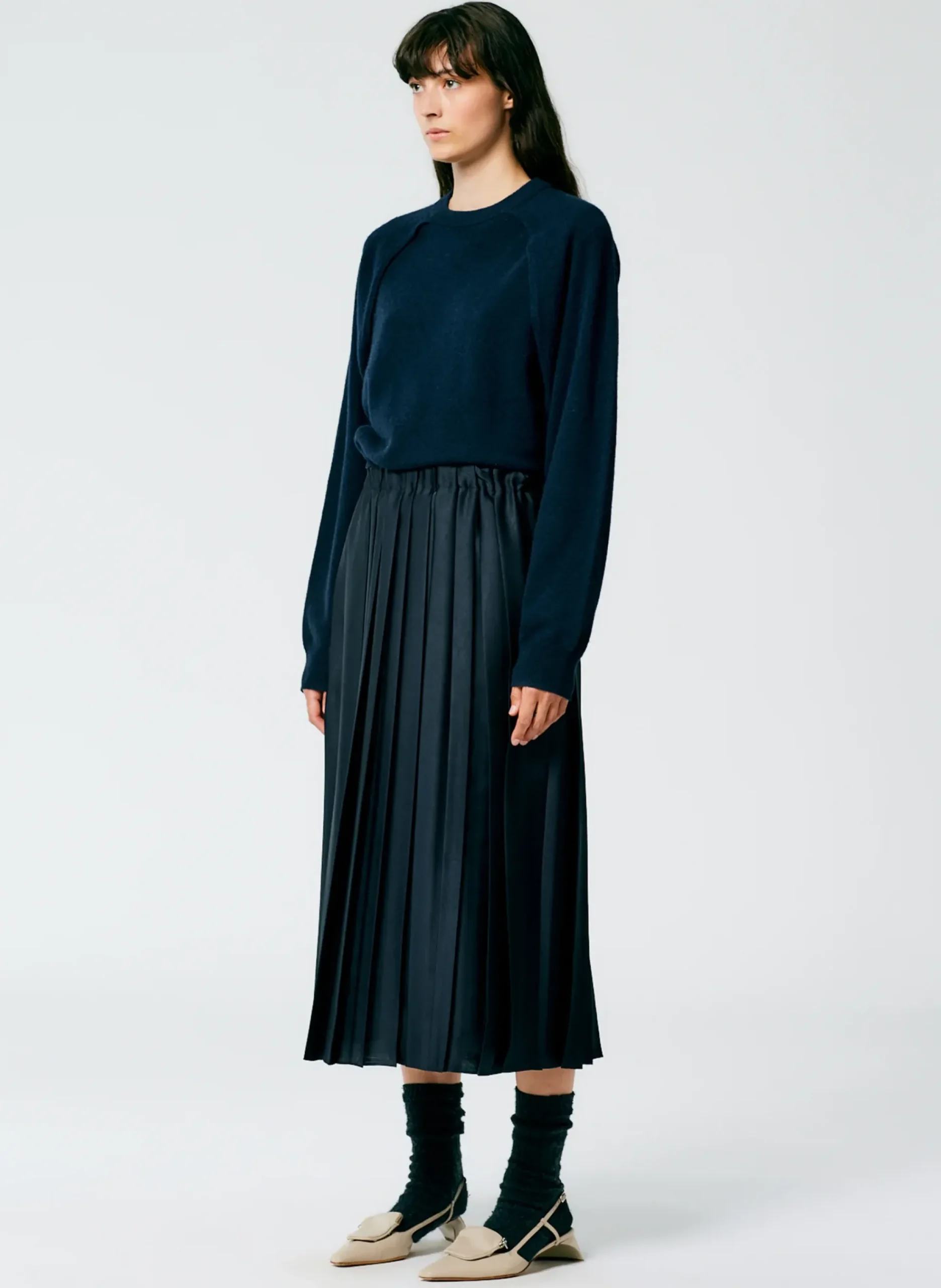 Feather Weight Pleated Pull On Skirt-Tibi Discount
