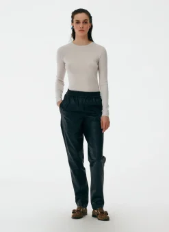Feather Weight Ribbed Crewneck Pullover Sweater-Tibi Clearance