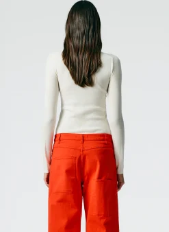 Feather Weight Ribbed Crewneck Pullover Sweater-Tibi Clearance